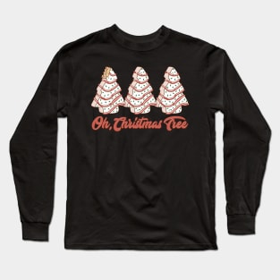 Oh, Christmas Tree Cakes, Retro Groovy Style Long Sleeve T-Shirt